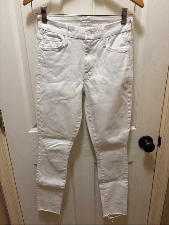 MOTHER Denim - MOTHER The Looker Ankle Fray Jeans Glass Slipper White Raw Hem Skinny Size 25